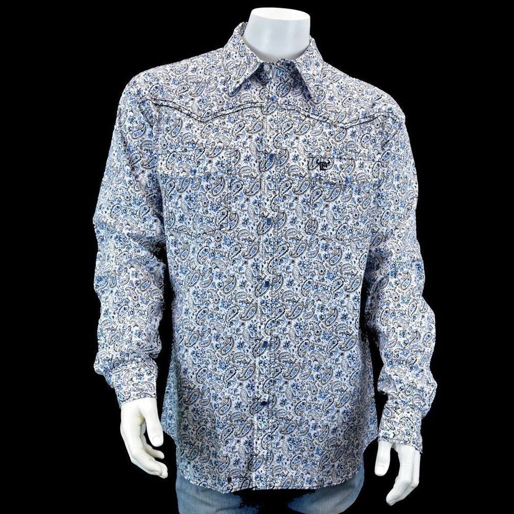 Cowboy Hardware Pearl Snap Paisley Print Long Sleeve Button Down Western Shirt